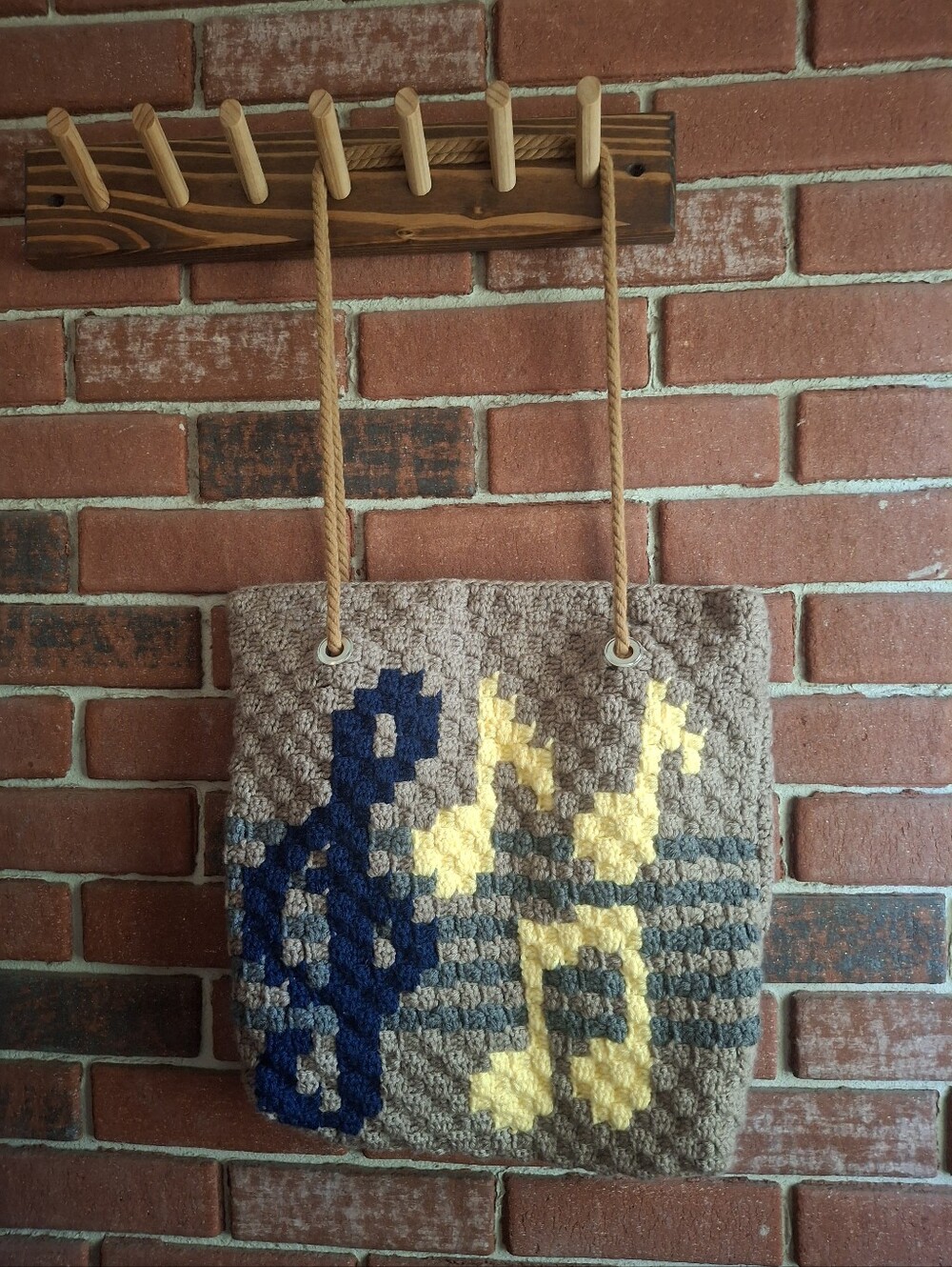 Handmade crochet bag with music signs